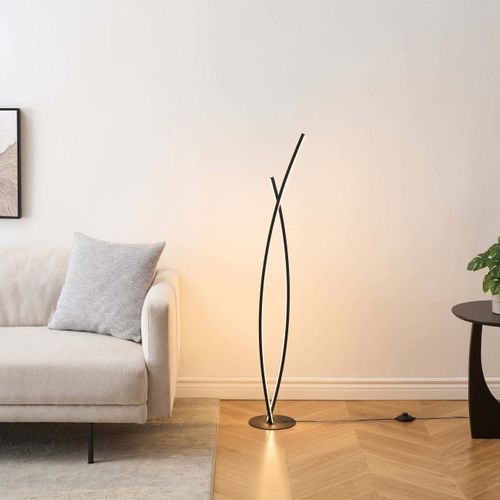 Lampadaire Noir Dimmable Avec Bras LED Entrelacés - Elzo