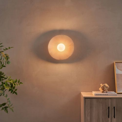 Applique Ou Plafonnier En Céramique Texturée Et Verre Blanc - Niria