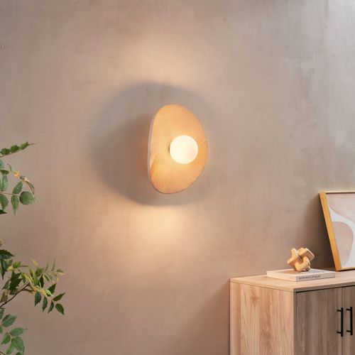 Applique Ou Plafonnier En Céramique Texturée Et Verre Blanc - Niria