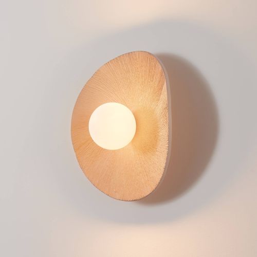 Applique Ou Plafonnier En Céramique Texturée Et Verre Blanc - Niria