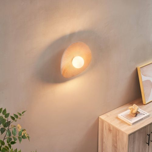 Applique Ou Plafonnier En Céramique Texturée Et Verre Blanc - Niria