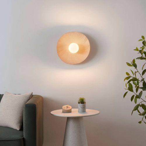 Applique Ou Plafonnier En Céramique Texturée Et Verre Blanc - Niria
