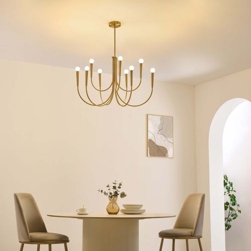 Lustre à Bras Multiples Laiton Style Chandelier Moderne 80 Cm - Kaelisma