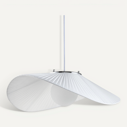 Grande Suspension Aérienne Courbée En Métal Et Textile Blanc - Odalia