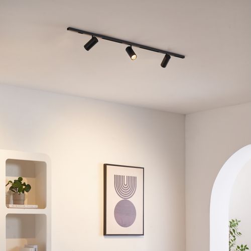 Système Sur Rail Magnétique 100 Cm Noir 3 Spots LED 21w - Transformateur Externe - Lyne