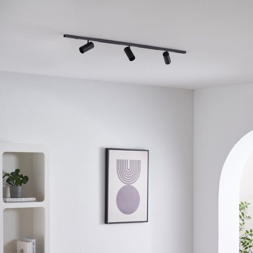 Système Sur Rail Magnétique 100 Cm Noir 3 Spots LED 21w - Transformateur Externe - Lyne