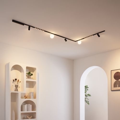 Système De Rail Magnétique Noir 3 M 3 Spots 2 Profilés Et 2 Boules LED 39w - Lyne