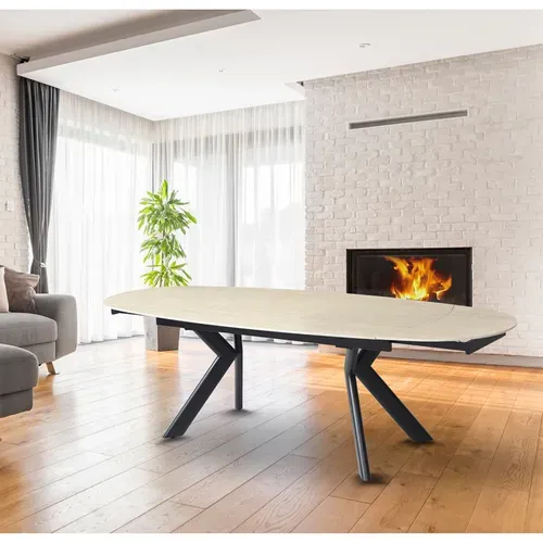Table Extensible 180 à 260 Cm Ovale Céramique Effet Travertin - Kite