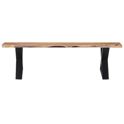 Banc L. 190 Cm Bois D'acacia Et Pieds En X En Métal Noir - Ottawa