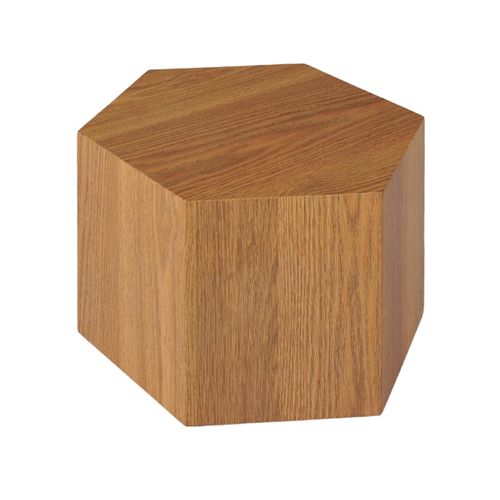 Petite Table D'appoint Hexagonale Décor Chêne H. 30 Cm - Caramello