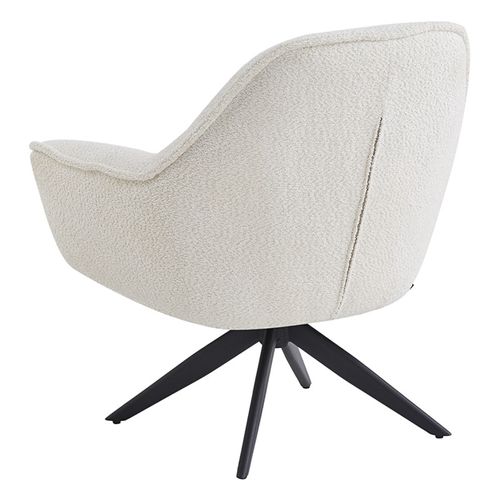 Fauteuil Pivotant 360° Tissu Bouclette écru Et Pied En Métal - Edward