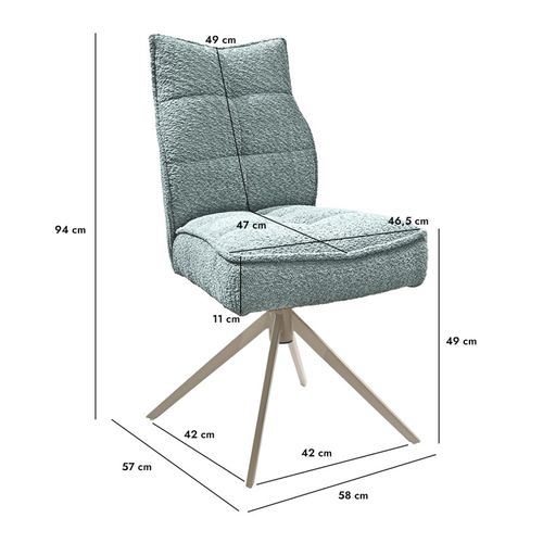 Lot 2 Chaises Pivotantes Tissu Bouclette Bleu Pieds Taupe – Cynthia