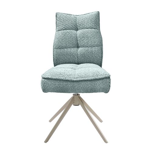 Lot 2 Chaises Pivotantes Tissu Bouclette Bleu Pieds Taupe – Cynthia