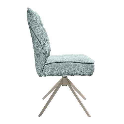 Lot 2 Chaises Pivotantes Tissu Bouclette Bleu Pieds Taupe – Cynthia