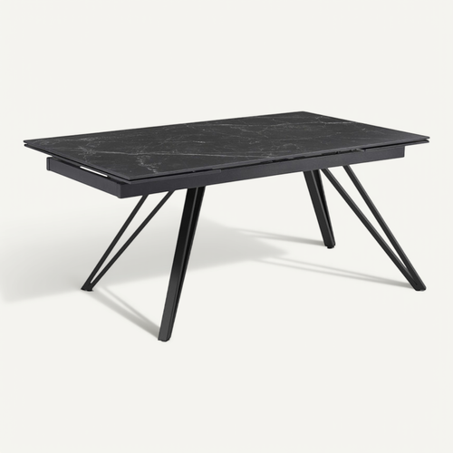 Table Extensible 180 à 260 Cm Céramique Noir Marbré Pieds En V - Indiana 10