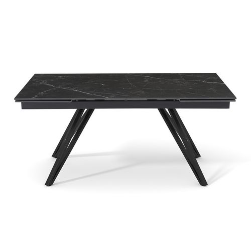 Table Extensible 180 à 260 Cm Céramique Noir Marbré Pieds En V - Indiana 10