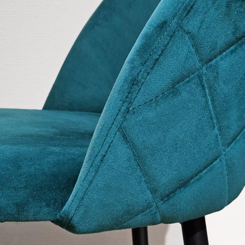 Lot De 2 Chaises De Bar En Velours Bleu Avec Pieds En Métal - Fara 2