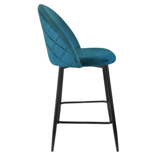 Lot De 2 Chaises De Bar En Velours Bleu Avec Pieds En Métal - Fara 2