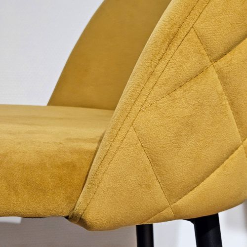 Lot De 2 Chaises De Bar En Velours Jaune Avec Pieds En Métal - Fara 2