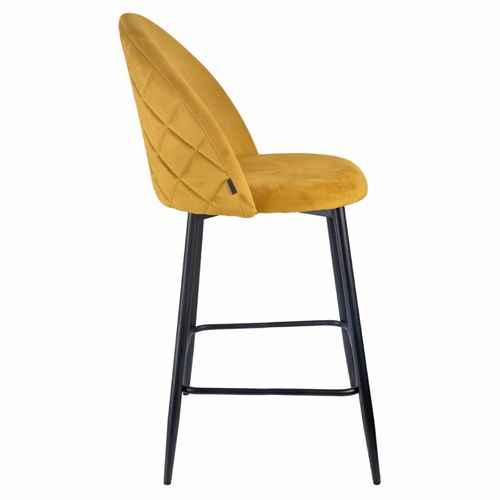 Lot De 2 Chaises De Bar En Velours Jaune Avec Pieds En Métal - Fara 2