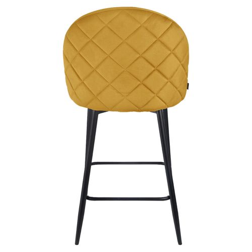Lot De 2 Chaises De Bar En Velours Jaune Avec Pieds En Métal - Fara 2