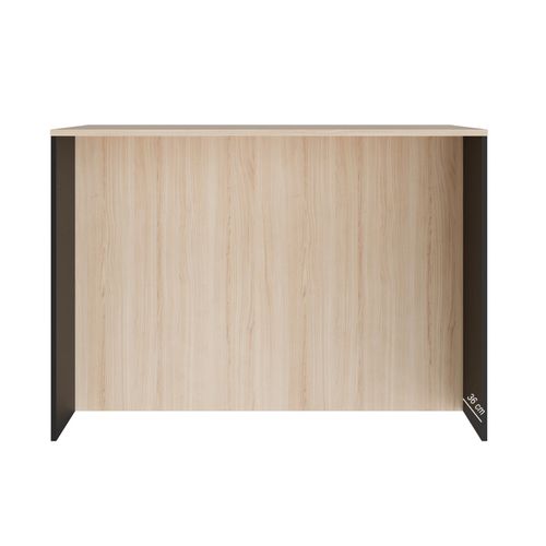 Ilot Central Rangement 3 Portes 1 Tiroir Décor Bois Clair Et Noir - Kema