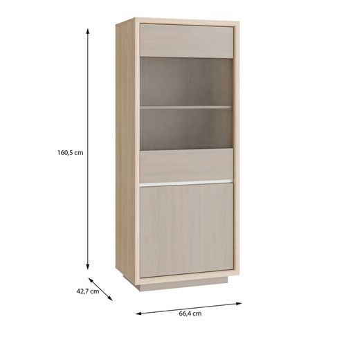Vitrine 66 Cm Décor Bois De Chêne Et Pin Avec éclairage LED – Freya