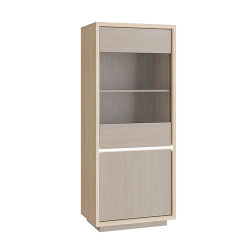 Vitrine 66 Cm Décor Bois De Chêne Et Pin Avec éclairage LED – Freya