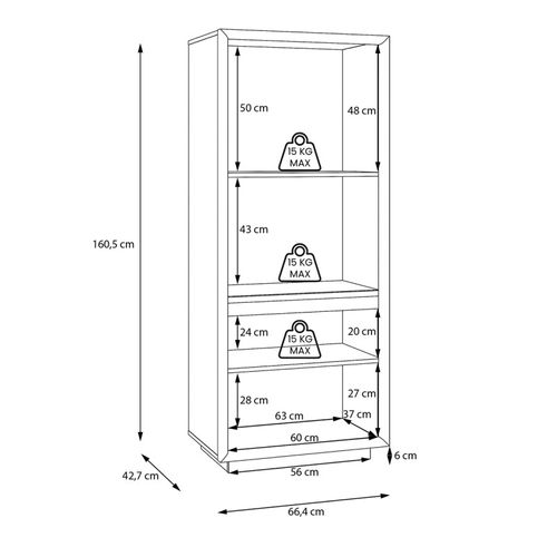Vitrine 66 Cm Décor Bois De Chêne Et Pin Avec éclairage LED – Freya