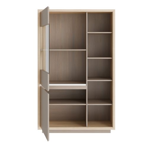 Vitrine 66 Cm Décor Bois De Chêne Et Pin Avec éclairage LED – Freya