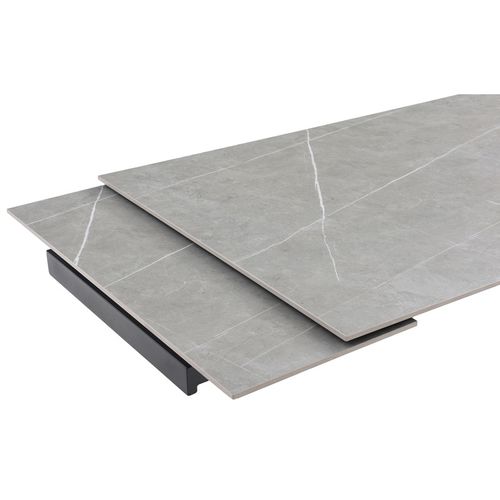Table Extensible 180 À 260 Cm Céramique Gris Marbré Pied Croisé Bois Clair - Arizona 12
