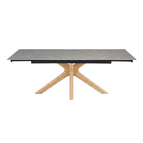 Table Extensible 180 À 260 Cm Céramique Gris Marbré Pied Croisé Bois Clair - Arizona 12
