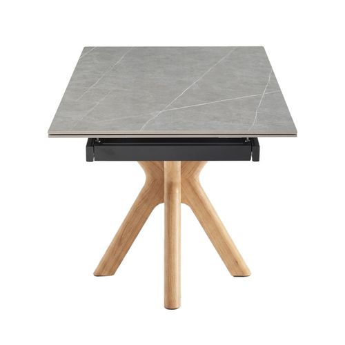 Table Extensible 180 À 260 Cm Céramique Gris Marbré Pied Croisé Bois Clair - Arizona 12
