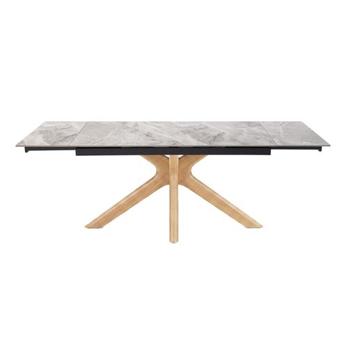Table Extensible 160 À 240 Cm Céramique Gris Marbré Laqué Pied Croisé Bois Clair - Dakota 12
