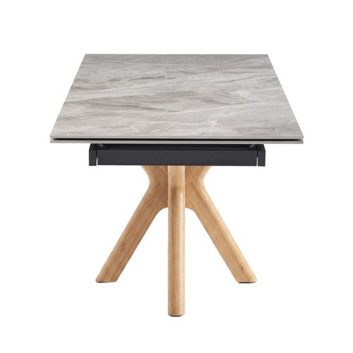 Table Extensible 160 À 240 Cm Céramique Gris Marbré Laqué Pied Croisé Bois Clair - Dakota 12