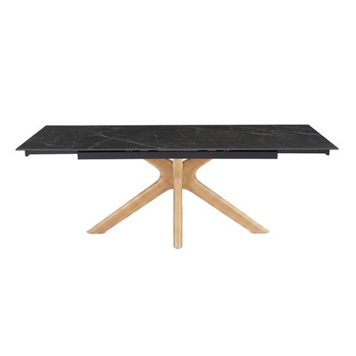 Table Extensible 160 À 240 Cm Céramique Noir Marbré Pied Croisé Bois Clair - Indiana 12