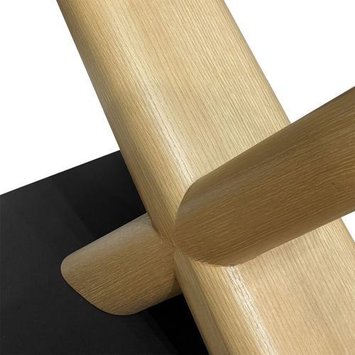 Table Extensible 180 À 260 Cm Céramique Effet Bois Pied Central X Plaqué Bois Clair - Texas 13
