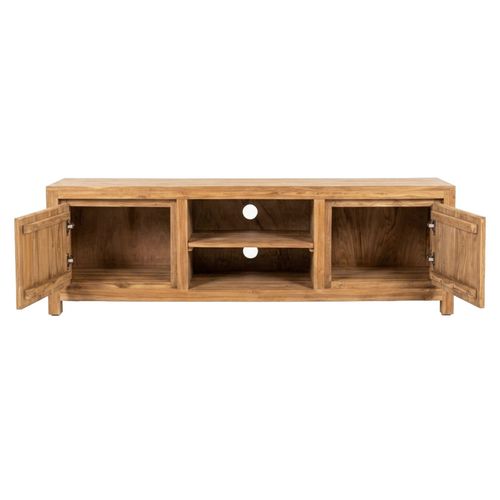 Meuble TV L. 160 Cm En Bois De Teck 2 Portes – Aphrodite
