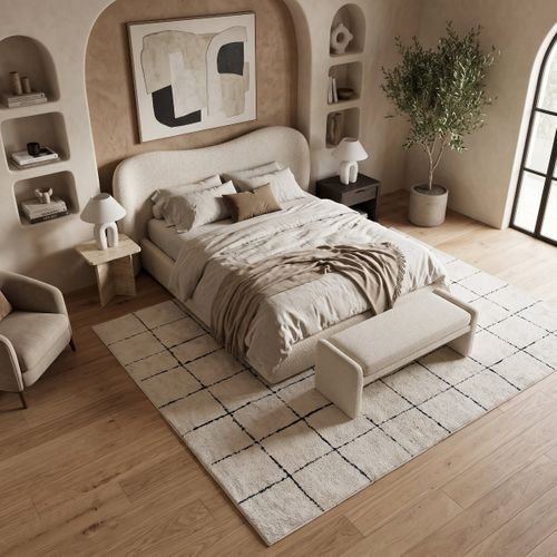 Tapis Lavable Berbère En Coton Blanc écru 80x200 - Style Bohème