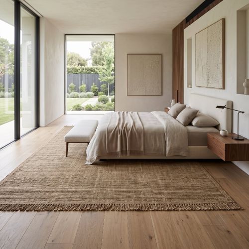 Tapis Aspect Jute Motif Rayures Beige 120x160