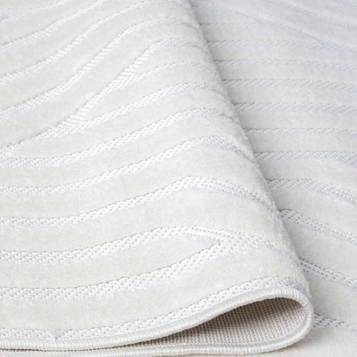 Tapis À Relief Géométriques Moderne Blanc 120x180
