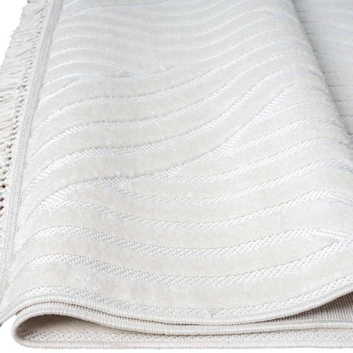 Tapis À Relief Géométriques Moderne Blanc 120x180