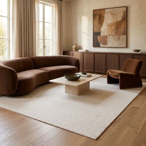 Tapis Lavable Effet Bouclé Tufté Crème 120x170