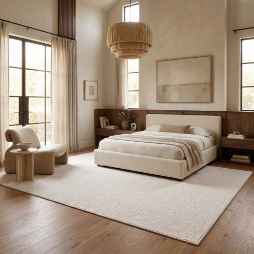 Tapis Lavable Effet Bouclé Tufté Crème 120x170