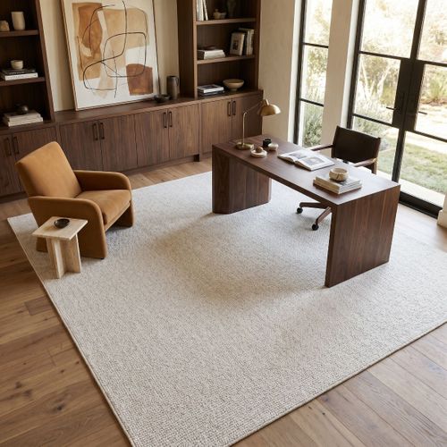Tapis Lavable Effet Bouclé Tufté Crème 120x170