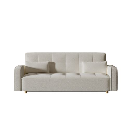 Copenhague - Canapé Convertible 3 Places En Tissu Bouclette Blanc