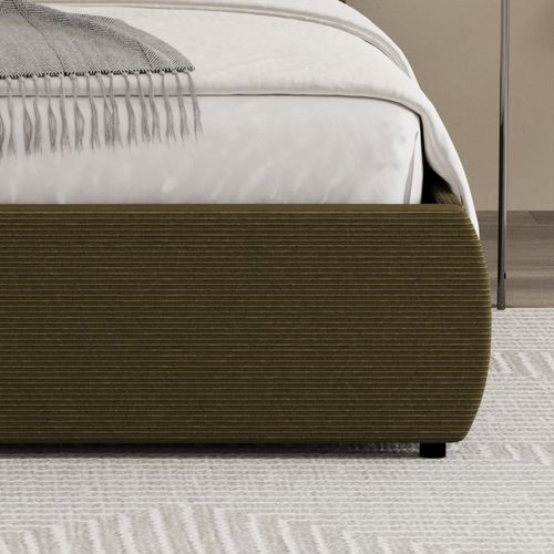 Plano - Lit Coffre 160x200cm Design Arrondi Velours Côtelé Vert