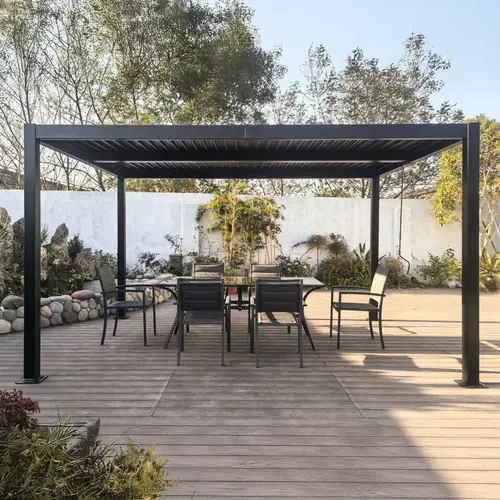 Naxos - Pergola Bioclimatique 4x3m Structure Et Lames En Aluminium Noir