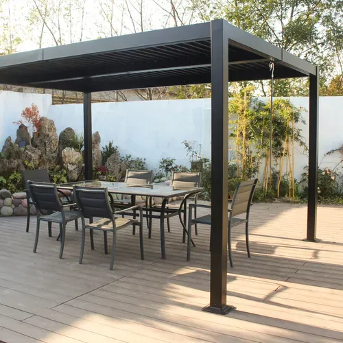 Naxos - Pergola Bioclimatique 4x3m Structure Et Lames En Aluminium Noir