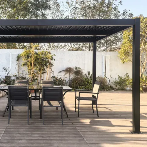 Naxos - Pergola Bioclimatique 4x3m Structure Et Lames En Aluminium Noir